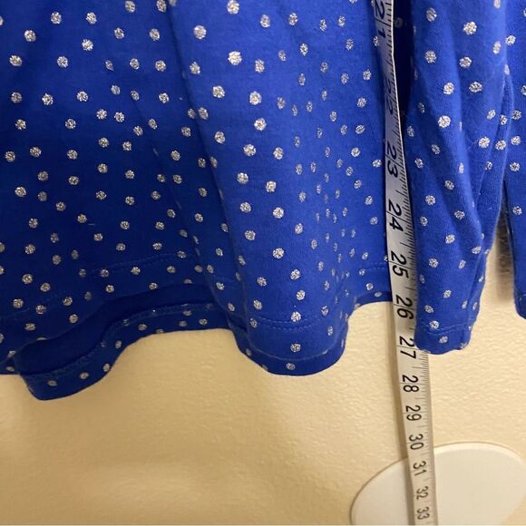 Charter Club Glitter Dot blue long sleeve crew neck Top blouse pima cotton XL - Picture 6 of 6